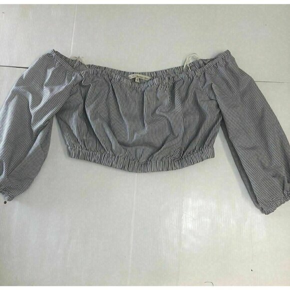 Rachel Rachel Roy Womens Blue Ruched Off-The-Shoulder Crop Top Shirt Size 14 - Picture 3 of 10